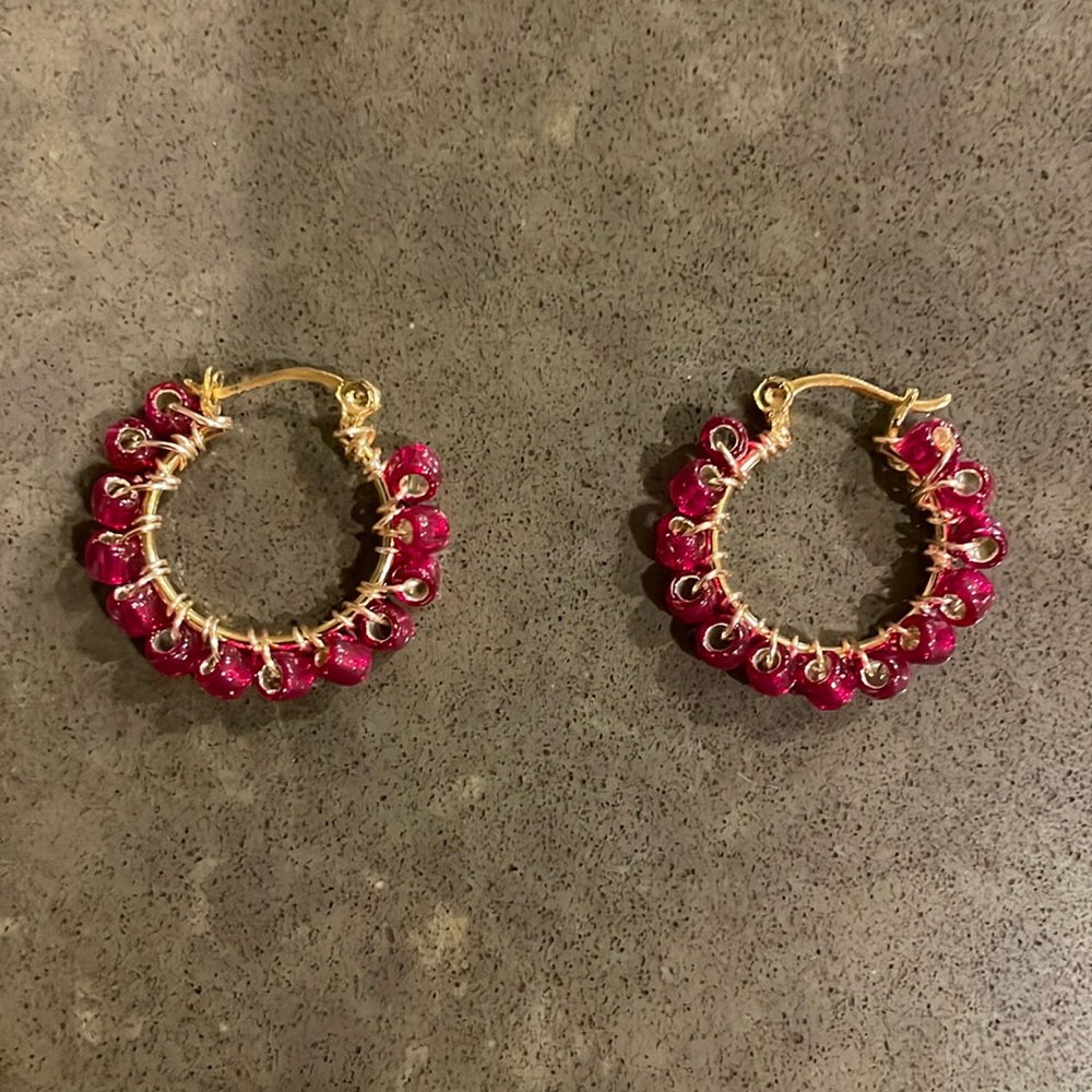 Earrings burgundy and gold